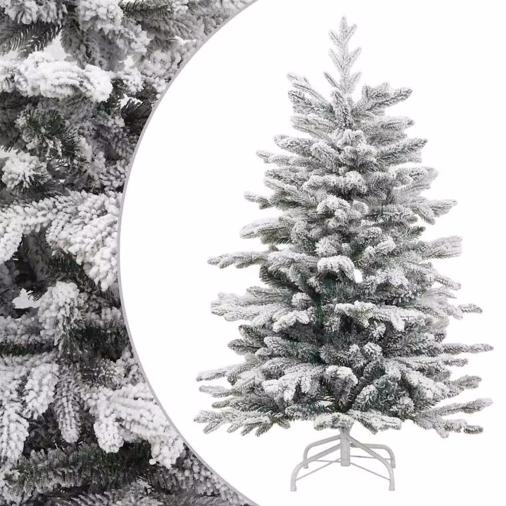 Berkfield Home Beautiful Artificial Hinged Christmas Tree with Flocked Snow, White, Height: 210 cm – 2