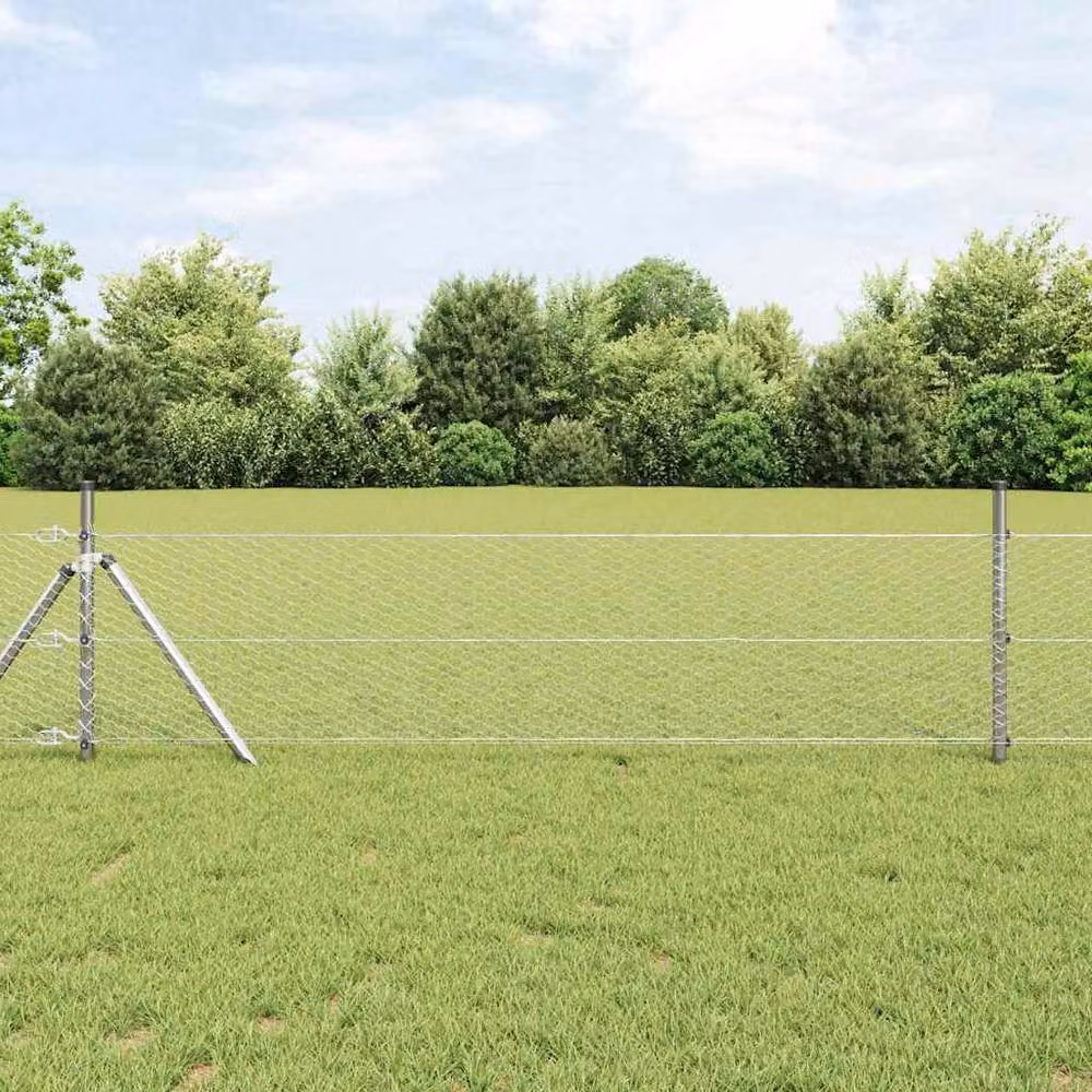 Berkfield Home Hexagon Fence in Silver Galvanised Steel, 0.5 x 10 m – 2