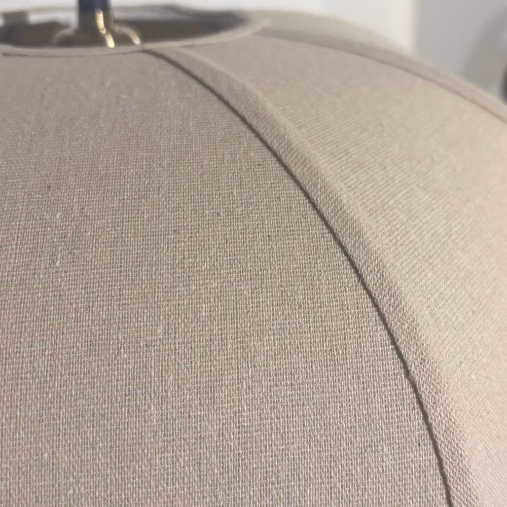 CGC Lighting Libby Large Round Oatmeal Linen Fabric Lampshade in Beige – 3
