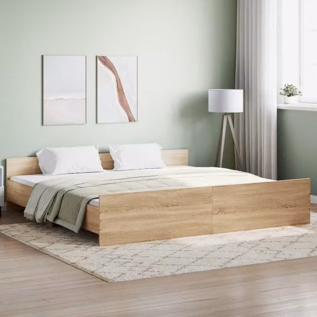 Berkfield Home Super King Bed Frame with Headboard and Footboard in Sonoma Oak Brown, W/D/H: 180 x 200 cm