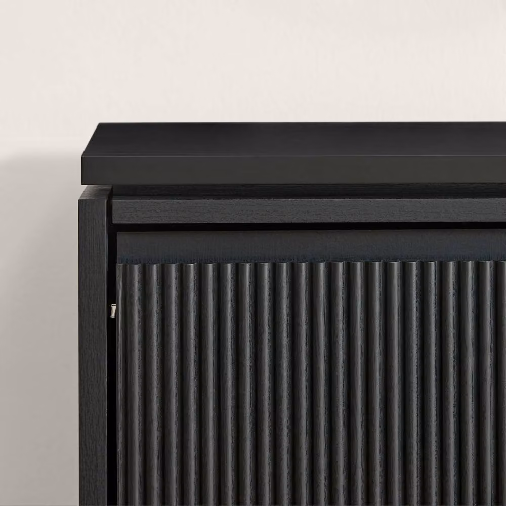 FurnitureboxUK Penrose Modern Black Wood 3 Door Shoe Storage Cabinet W/D/H: 125.0 x 70.0 x 3.0 cm – 4