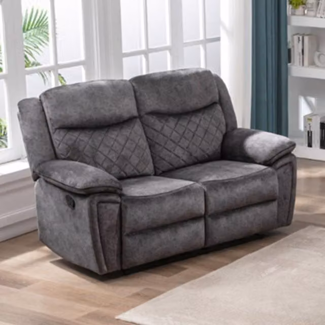Furnishings For Less UK Brianna Grey Fabric 2 Seater Manual Recliner Sofa W/D/H: 152 x 95 x 104 cm – 1