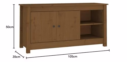 vidaXL Rustic Solid Wood Pine TV Cabinet in Honey Brown – 3