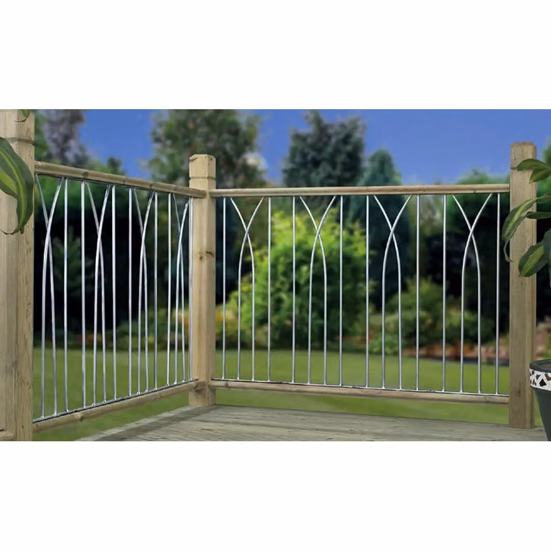 Burbage Iron Craft Plaza Decking Fence Panels, Pack of 2, Black Powder-Coated Galvanised Steel, W: 28.0 cm, H: 77.0 cm