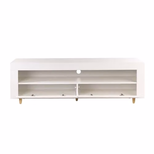 Moderna White Glossy TV Stand Cabinet by MMT Furniture Designs Ltd with Integrated Lighting, W/D/H: 140 x 40 x 45 cm – 3