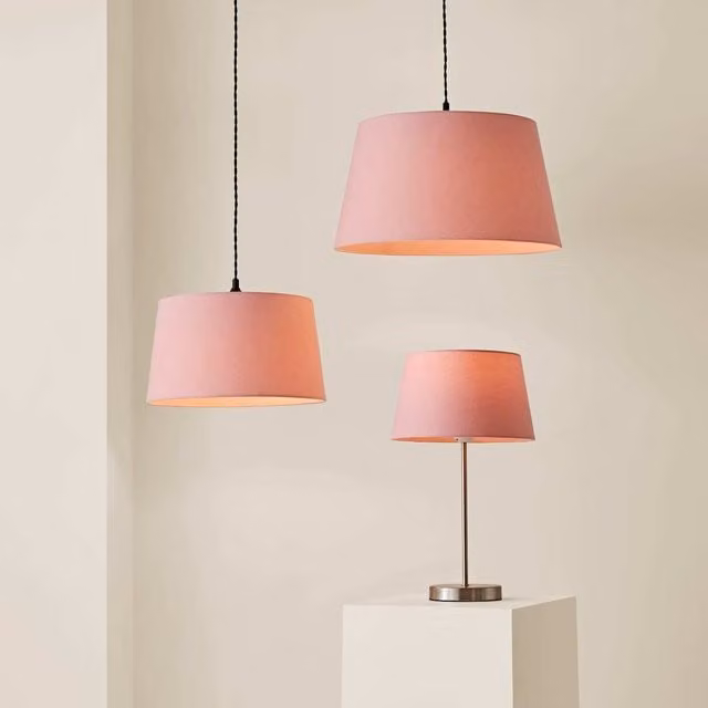 ValueLights Aspen Large Tapered Easy Fit Pendant Lamp Shade in Blush Pink