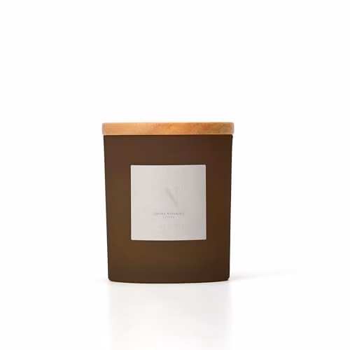 Aroma Naturals Frosted Decadence Scented Candle, Pink Cherry & Vanilla, 213g Pink and Brown Glass Jar with Wooden Lid