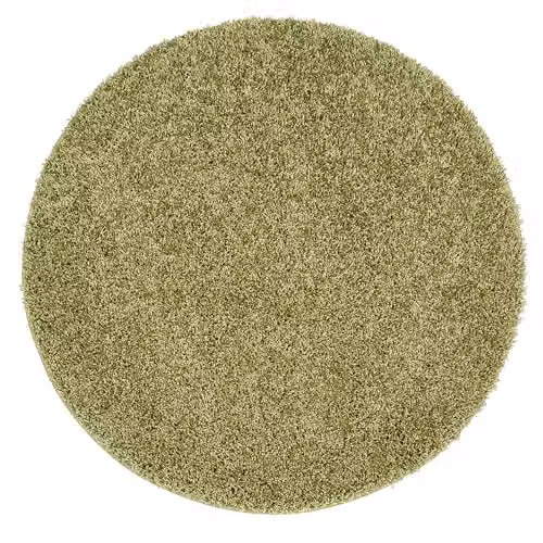 My Mat Green Round Non-Slip Washable Shaggy Pile Rug, Diameter: 100 cm