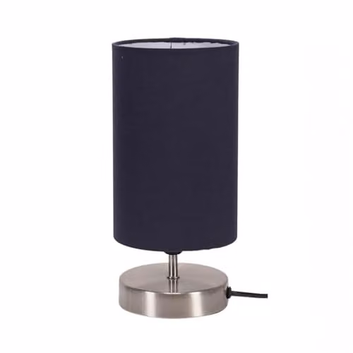 ValueLights Cylinder Touch Dimmable Table Lamp with Blue Fabric Shade in Chrome – 1
