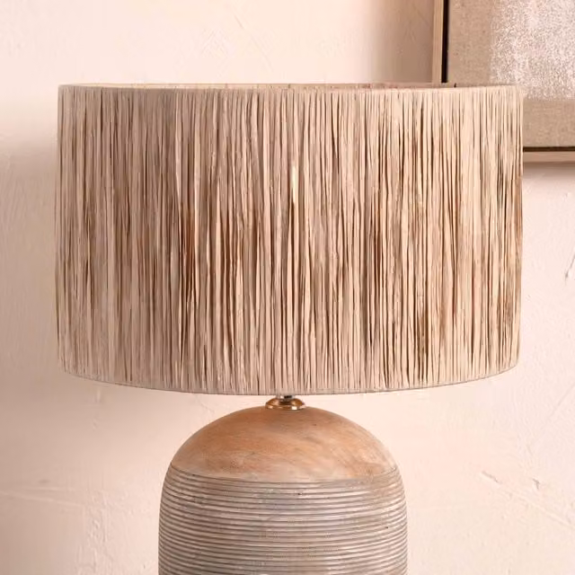 Ruma Beige Natural Raffia Cylinder Lampshade for Table and Floor Lamps, Diameter: 40.64 cm – 1