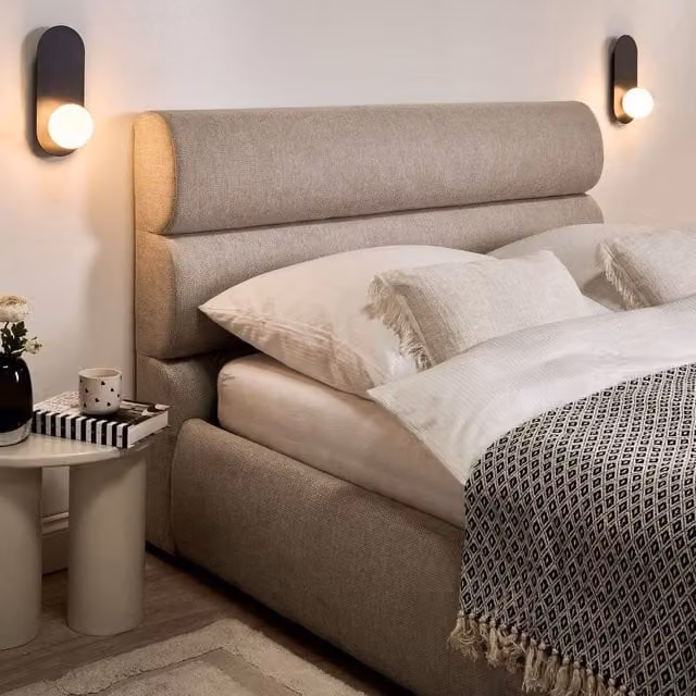 Wyld and Coco Set of 2 Black Metal Wall Lamps with White Opaque Glass Spheres – 1