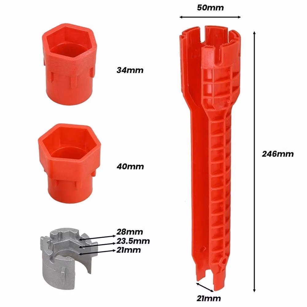 SPETLEK 8-in-1 Multifunction Faucet Wrench and Water Pipe Tap in Red – 4