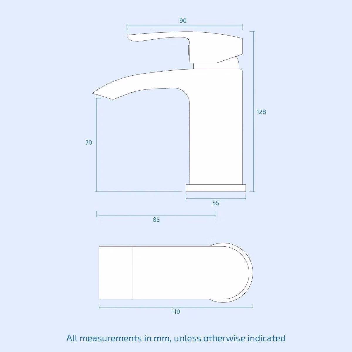Nes Home Vago Modern Ceramic Cloakroom Basin with Matte Black Single Lever Mono Mixer Tap – 2