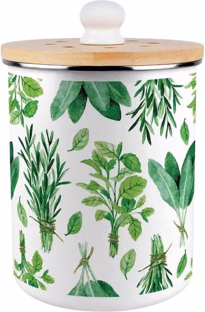Purely Home Green and White Enamel Metal Food Waste Compost Caddy with Removable Inner Bucket and Odour Filter, 2L – 1