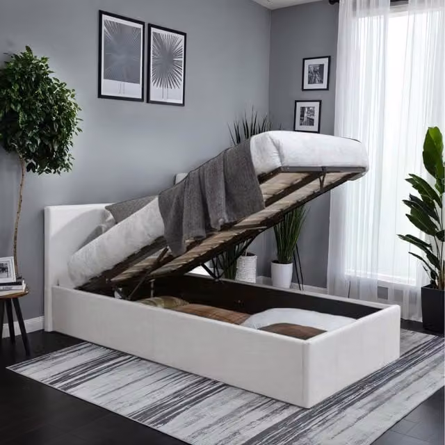 Birlea Merlin Single Faux Leather Ottoman Storage Bed in Black, W/D/H: 90 x 190 cm