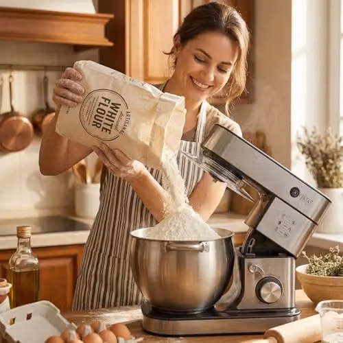 AFRA 2000W 8L Stand Mixer in Silver with 6 Speeds, Pulse Function and Stainless Steel Bowl – 8