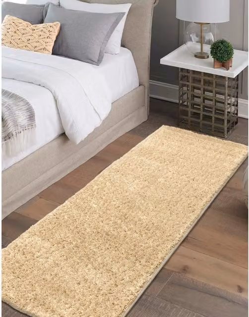 Melrose Interiors Modern Plain Honey Rectangular Area Rug in Yellow and Beige, W: 60 cm, L: 200 cm