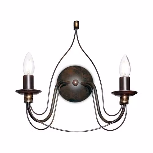 Ideal Lux Corte AP2 Brown Metal Wall Lamp with 2 E14 Bulbs