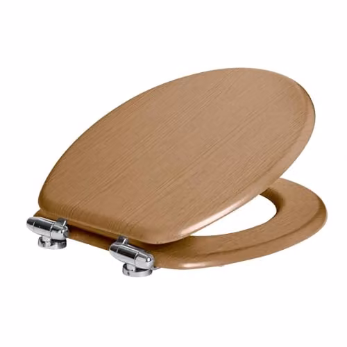 Harbour Housewares Soft Close MDF Wooden Oval Toilet Seat in Brown, W/D/H: 43.2 x 37.5 x 3.8 cm
