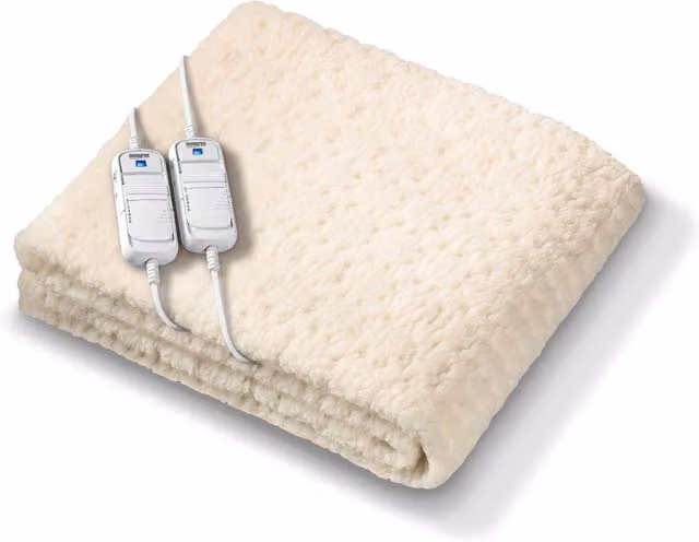Beurer UE7962 Komfort Double Fitted Dual Heat Mattress Cover in White with Fleece Material