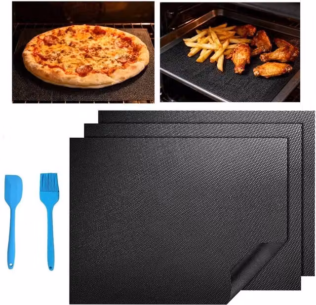 VOGREX Heavy Duty Non-Stick Fiberglass Oven Liner Protector Mat, Black, W/D/H: 50 x 40 x 40 cm