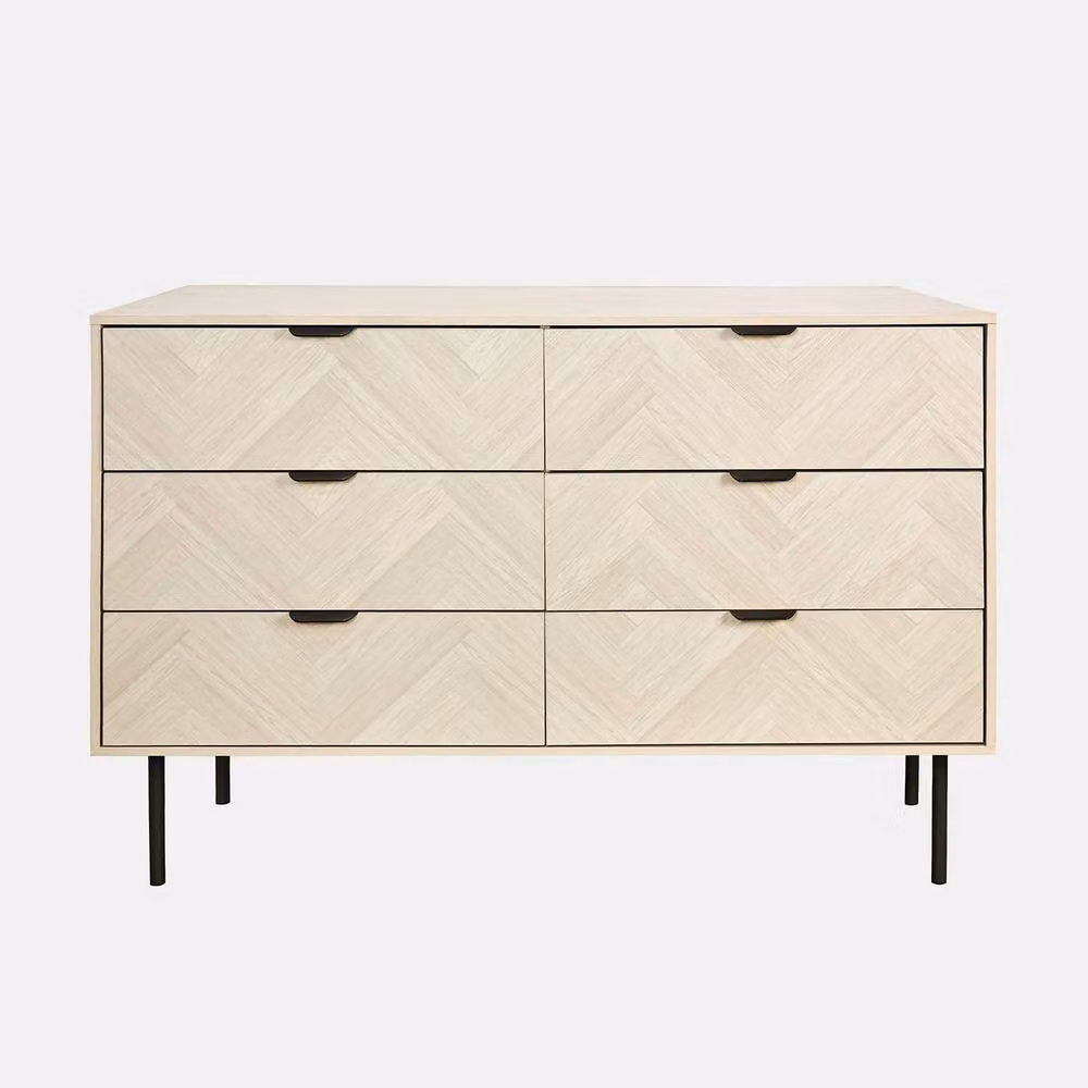 OHS Chevron 6 Drawer Chest of Drawers and Storage Sideboard in Stone – 2