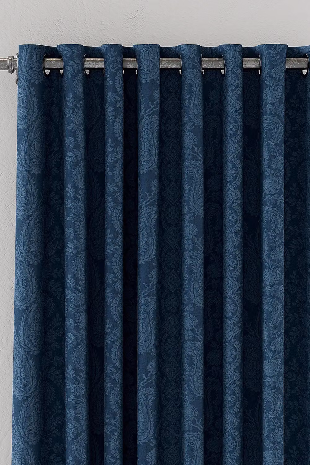 V & A Silk Road Paisley Blue Cotton Eyelet Fabric Curtains, Width: 167 cm, Drop: 137 cm – 2