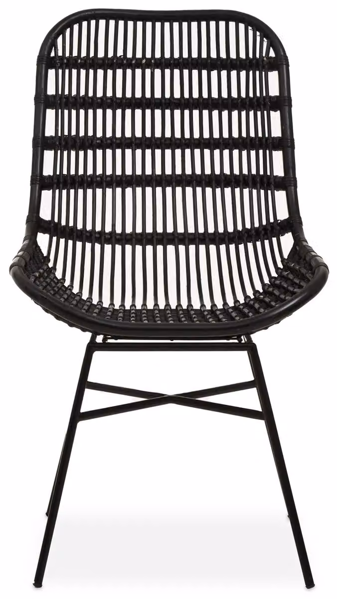 Orsina Black Natural Rattan Garden Armchair with Metal Frame – 4