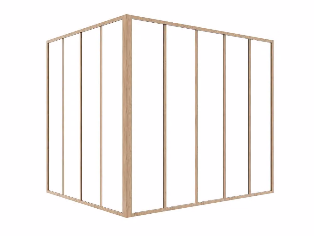 Vente-unique Workshop Corner Window in Powder-Coated Aluminium with Glass, Light Oak, W: 150 cm, D: 120 cm, H: 130 cm – 2