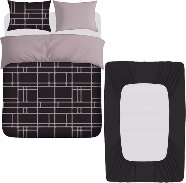 Grace Luxury 4 Pack Ultrasoft Microfibre Duvet Cover Set with Fitted Sheet and Pillowcases in Grey, Single – 1