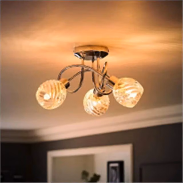 Nordara MiniSun Modern Round LED Ceiling Light in Chrome and Silver with Transparent Glass – 1