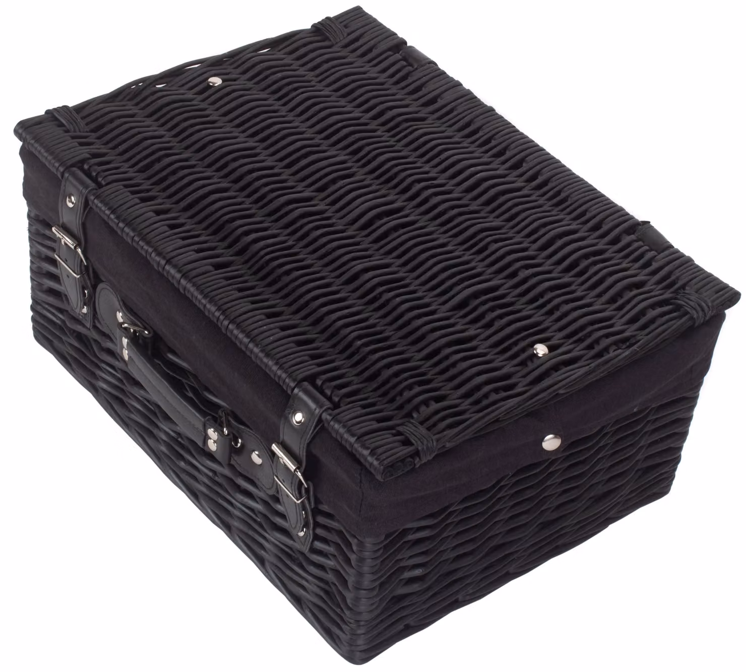 Red Wicker Picnic Basket with Black Lining and Black Willow Design, W/D/H: 41 x 30 x 19 cm – 3