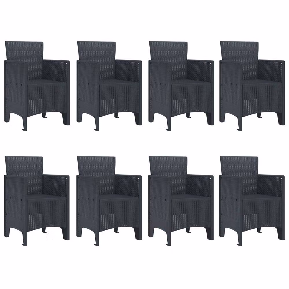 Berkfield Home 9 Piece Anthracite Grey Poly Rattan Garden Dining Set – 3