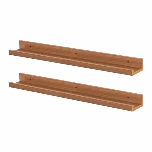 Harbour Housewares Pack of 2 Floating Picture Ledge Wall Shelves, Brown, Width: 57 cm – 1