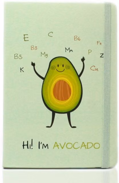 KDMK A5 Lined Notebook with Bookmark and Elastic Closure, Crazy Avocado Multicolour Design