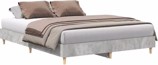 Berkfield Home Engineered Wood Bed Frame in Grey, W: 140 cm, L: 200 cm – 1