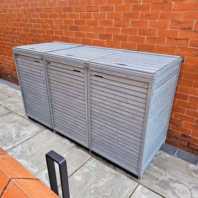Samuel Alexander Modern Triple Grey Wooden Bin Store Unit with Back Panels