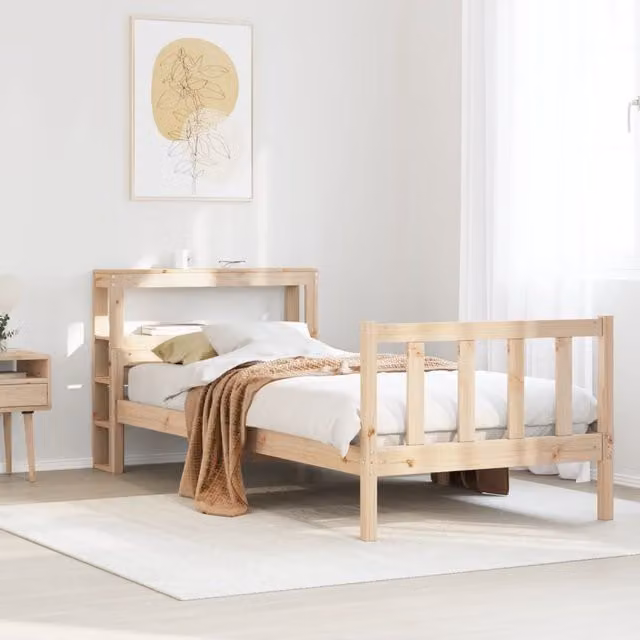 Berkfield Home Single Solid Wood Pine Bed Frame in Brown, W/D/H: 90 x 190 cm