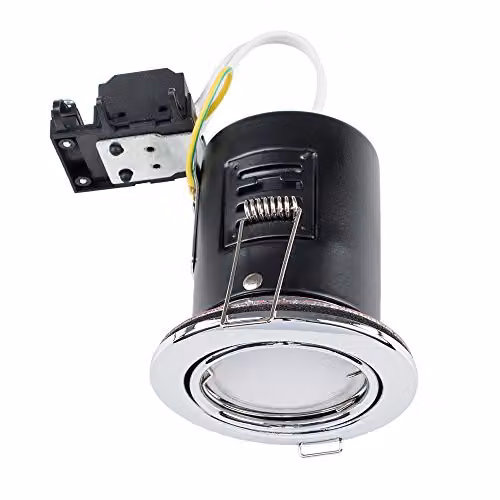 MiniSun Pack of 6 Fire Rated Polished Chrome Tiltable GU10 Recessed Ceiling Downlights with 5W Warm White LED Bulbs