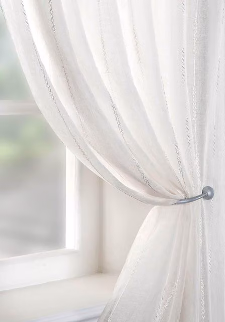 Terrys Cream Single Voile Fabric Panel Curtain with Rod Pocket