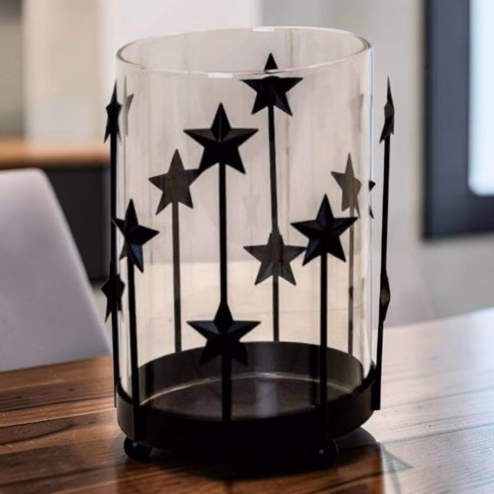 Four Candle Black Metal Star Tealight Holder with Glass Insert – 2