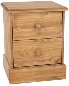 Core Cotswold Pine 2 Drawer Bedside Cabinet in Brown Waxed Wood