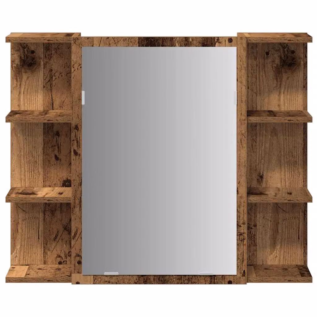 Berkfield Home Modern Bathroom Mirror Cabinet in Old Wood Brown, W: 80 cm, D: 20.5 cm, H: 64 cm – 3
