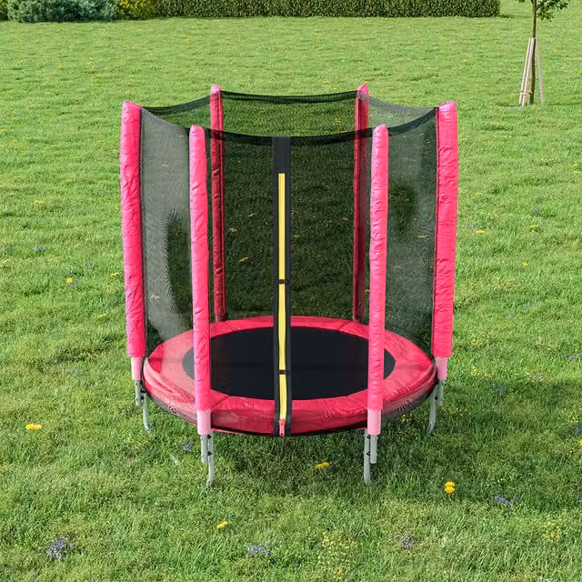 Livingandhome Pink Mini Trampoline with Safety Net and Metal Frame