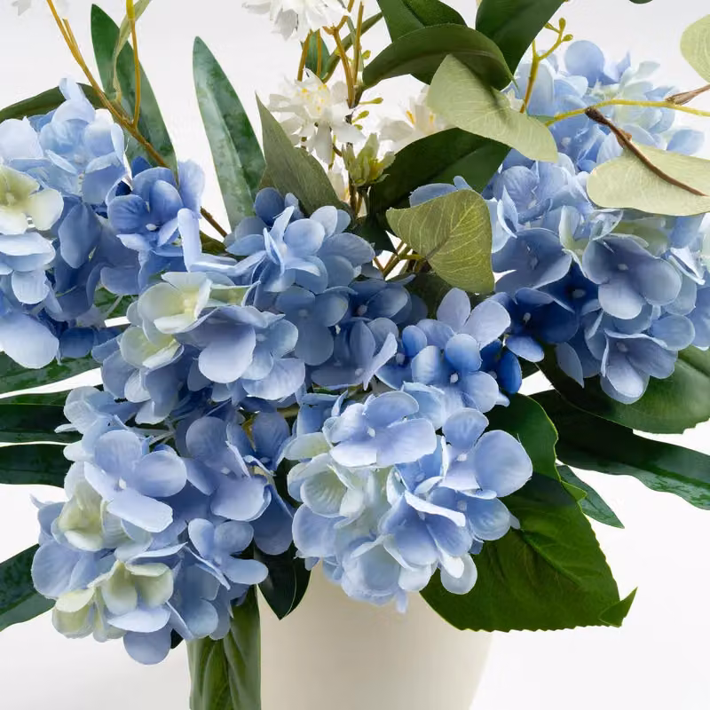 Scottish Everlastings Ltd Blue and White Hydrangea Bouquet in an Off-White Tabletop Vase – 2