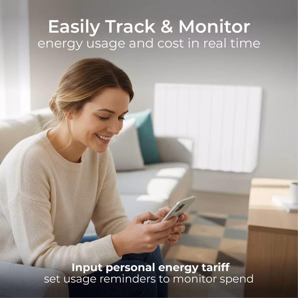 Masterplug SmartEnergy Wall Mounted Oil-Filled Radiator, 1500W, White with Wi-Fi and App Control – 2