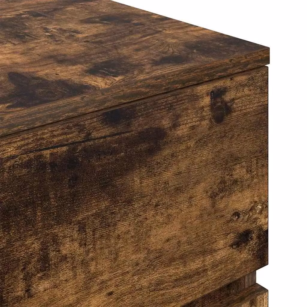 Berkfield Home Set of 2 Bedside Cabinets with 3 Drawers in Smoked Oak Brown, W/D/H: 39 x 35 x 65 cm – 7
