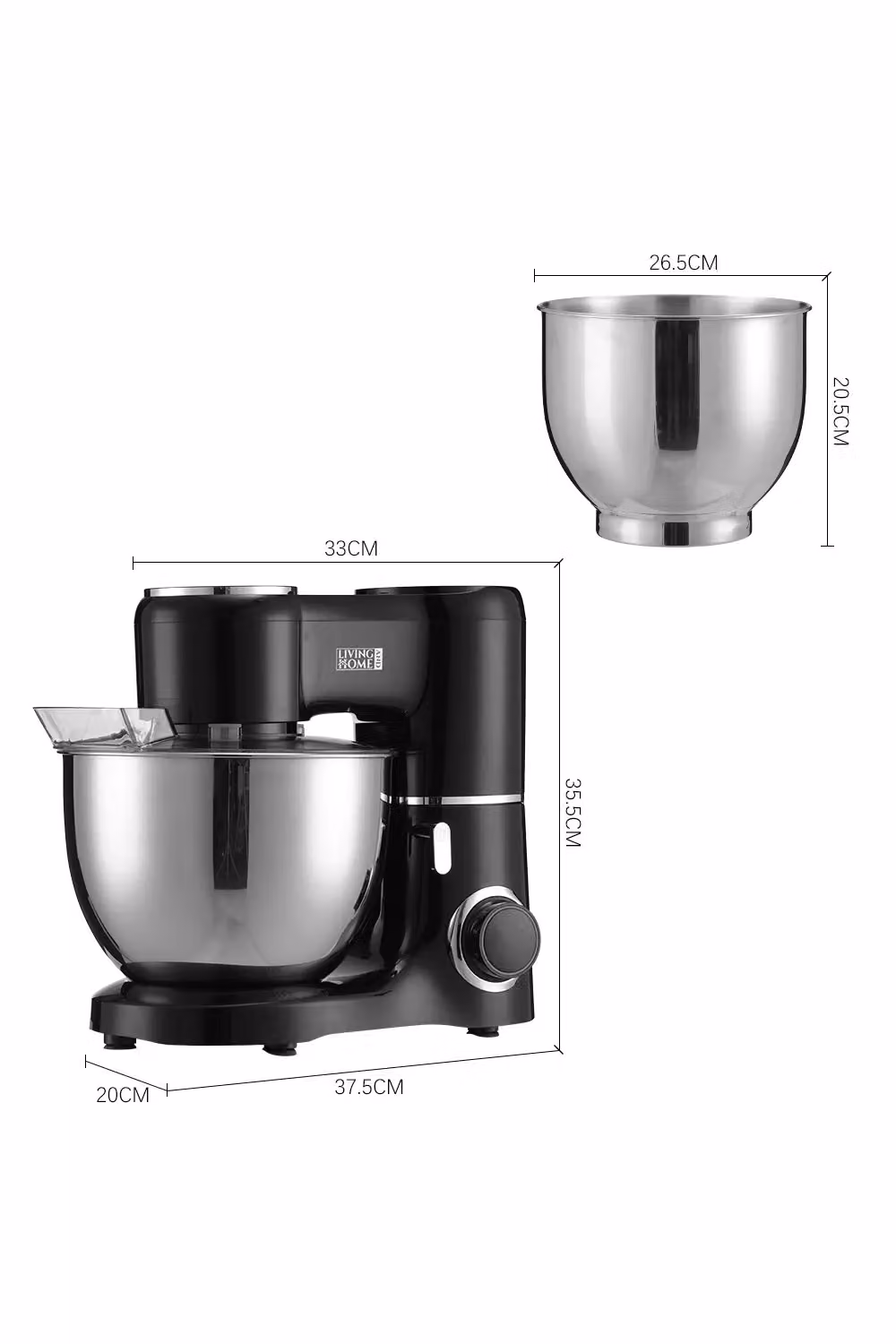 Living and Home 3-in-1 Multi-Function 8-Quart Household Stand Mixer with 6-Speed Settings, Black – 5