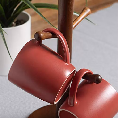 Argon Tableware Matte Red Stoneware Coffee Mugs, 350ml, Pack of 2 – 5