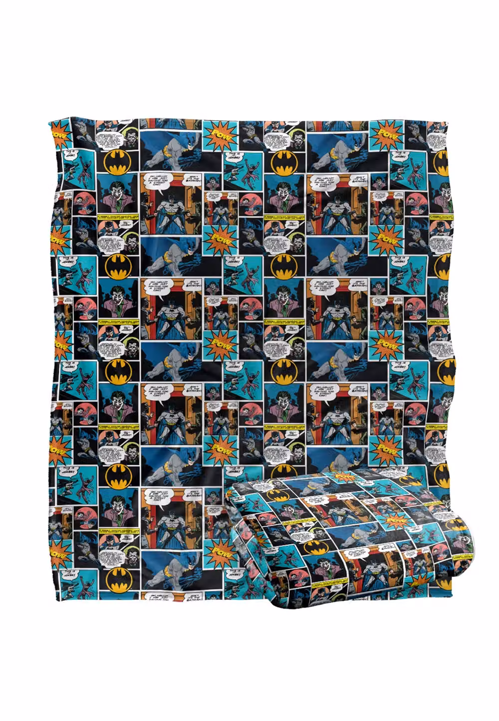 DC Comics Batman Comic Pattern Blanket in White and Multicolour, W: 152 cm, D: 127 cm – 2